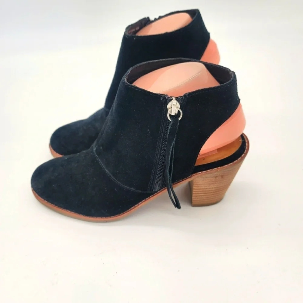 Dolce Vita Jentry Boho Black Open Back Side Zip Tassel Ankle Boots Booties 8 M